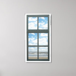 Toile Vue fausse fenêtre des vagues océan/mer