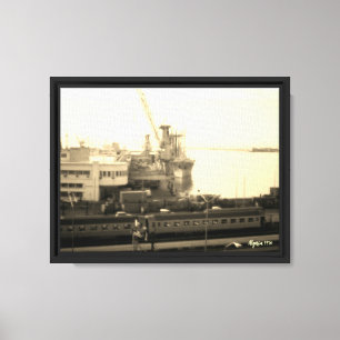 Toile Vue générale du port d'Alger en Algérie vintage