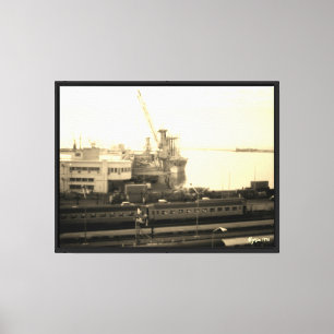 Toile Vue générale du port d'Alger en Algérie vintage