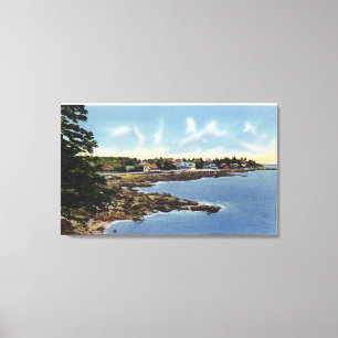 Toile Vue le long du point d'océan, maisons par la mer