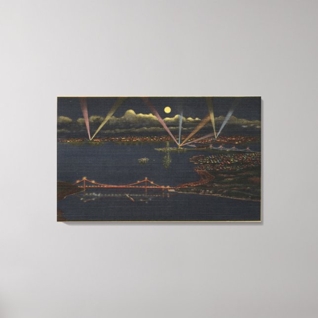 Toile Vue nocturne de la région métropolitaine de Bay (Recto)