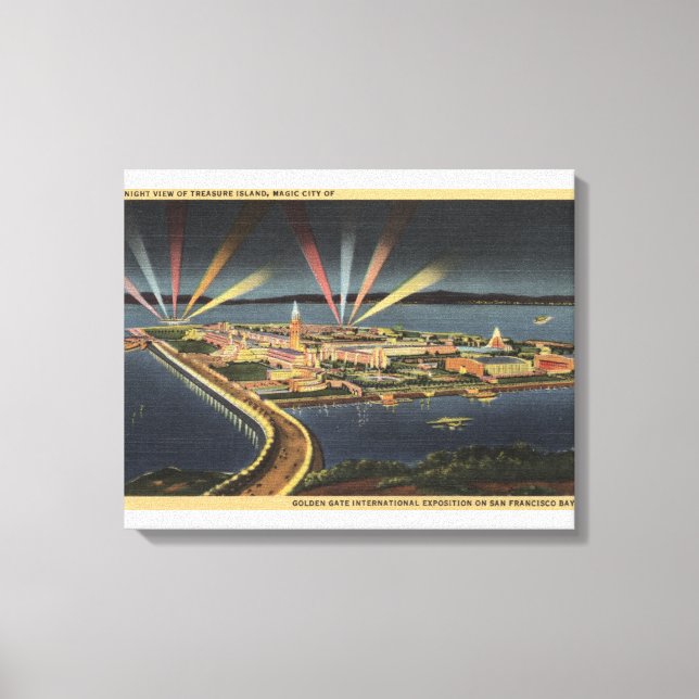 Toile Vue nocturne de l'île au trésor, Internat'l Expo (Recto)