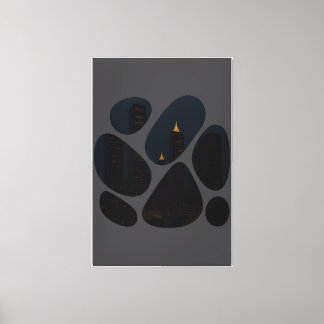 Toile Vue nocturne de ville imaginaire - Œuvre d'art ava