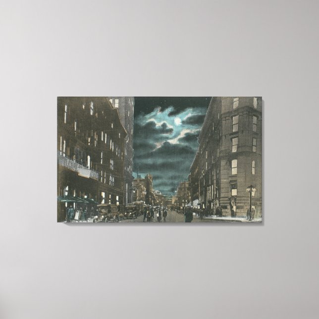 Toile Vue nord de la rue Chenango à la nuit (Recto)