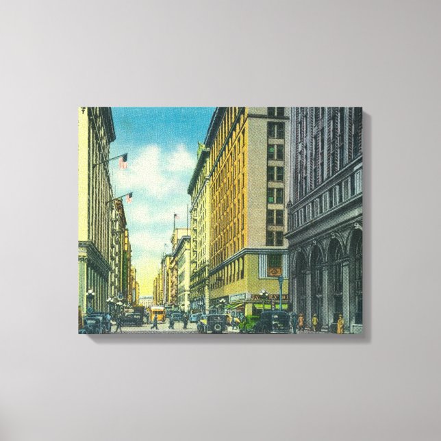 Toile Vue ouest de la 7e rue de la rue Spring (Recto)