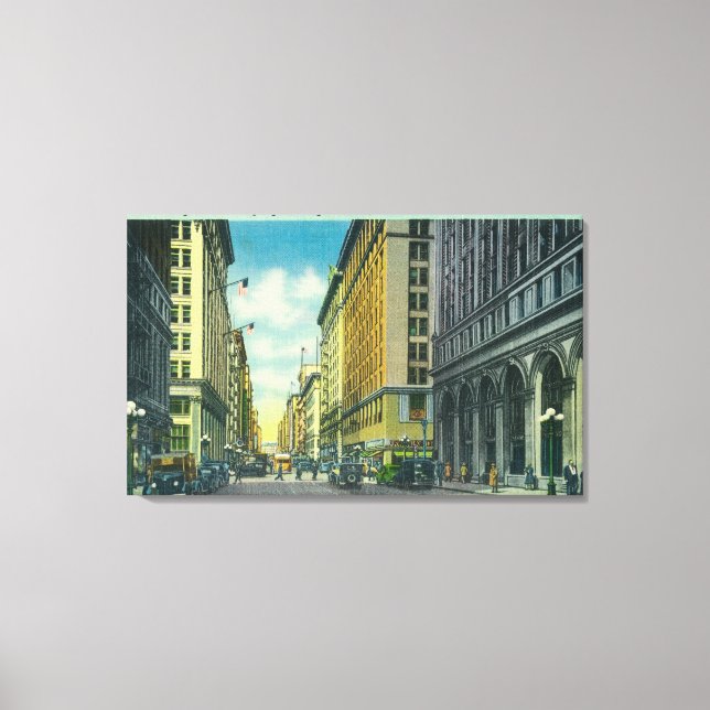 Toile Vue ouest de la 7e rue de la rue Spring (Recto)