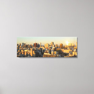 Toile Vue panoramique du paysage urbain au crépuscule