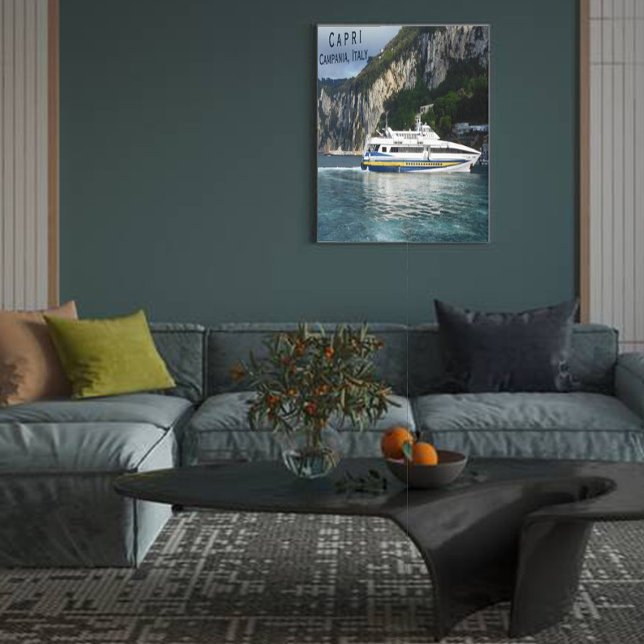 Toile Vue pittoresque du bateau à passagers Capri Italie (Créateur téléchargé)