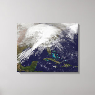 Toile Vue satellite d'une tempête massive d'hiver