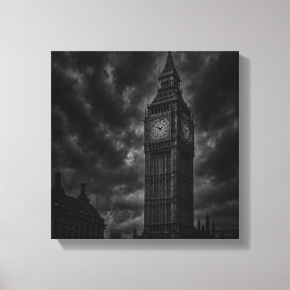 Toile Vue spectaculaire de Big Ben Londres en noir et bl
