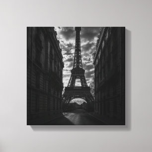 Toile Vue spectaculaire de la Tour Eiffel en Monochrome 