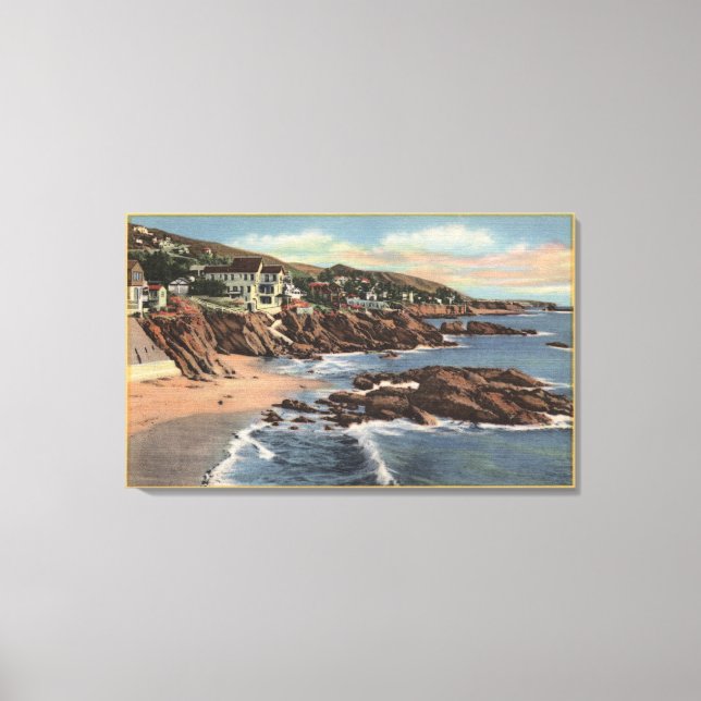 Toile Vue sur Arch Beach avec maisons (Recto)