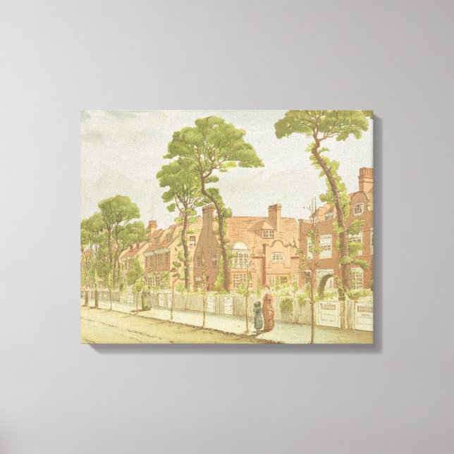 Toile Vue sur Bedford Park, 1882 (litho couleur) (Recto)