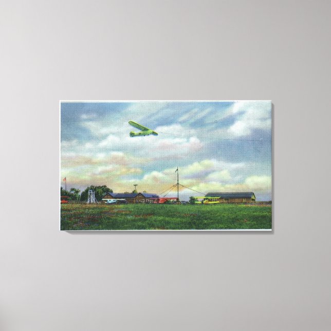 Toile Vue sur Harris Hill Glider Field, Glider in (Recto)