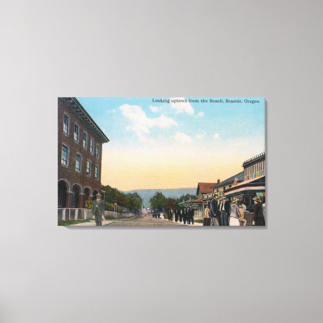 Toile Vue sur la ville depuis la plageBalnéaire, OU (Recto)