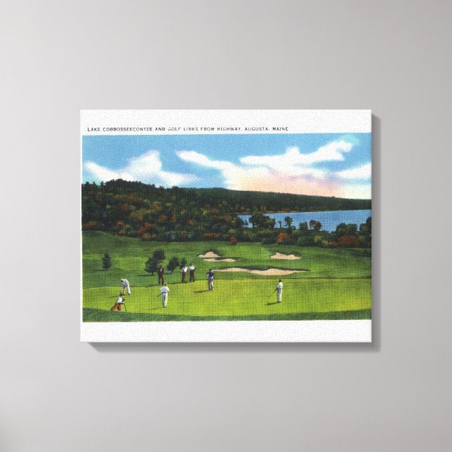 Toile Vue sur le lac Cobbosseecontee et Golf Links (Recto)