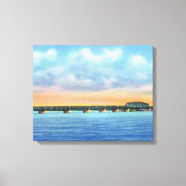 Toile Vue sur le lac éloigné du nouveau pont (Recto)