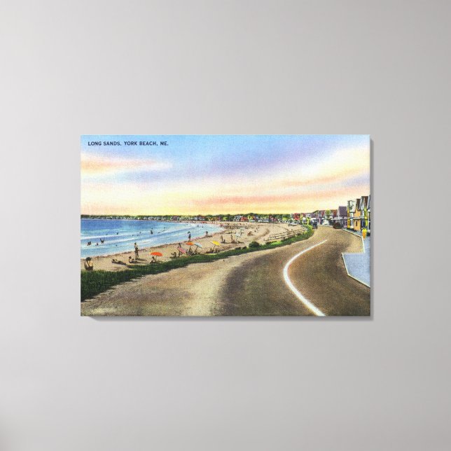 Toile Vue sur le Long Sands à York Beach (Recto)