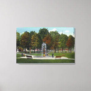 Toile Vue sur le parc de la ville et la fontaine