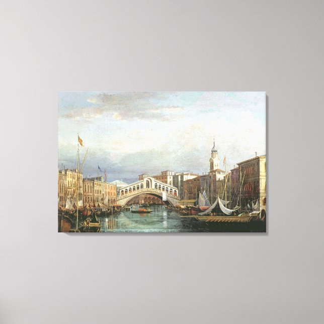 Toile Vue sur le pont du Rialto à Venise (Recto)