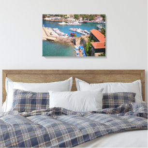 Toile Vue sur le port, plage Mermerly dans la ville Anta