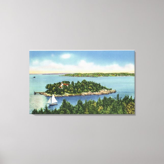 Toile Vue sur le pub de citrouille et Long Island (Recto)