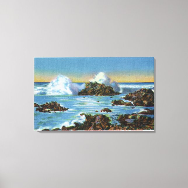 Toile Vue sur le Surf le long du rocher (Recto)