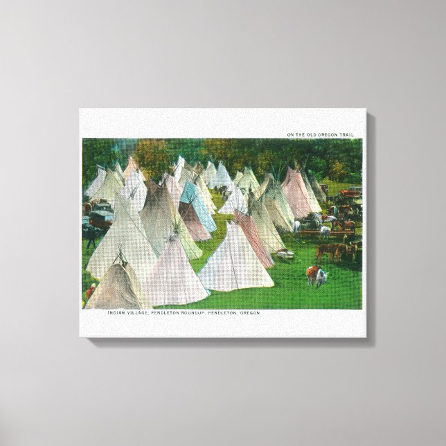 Toile Vue sur un village indien et Pendleton (Recto)