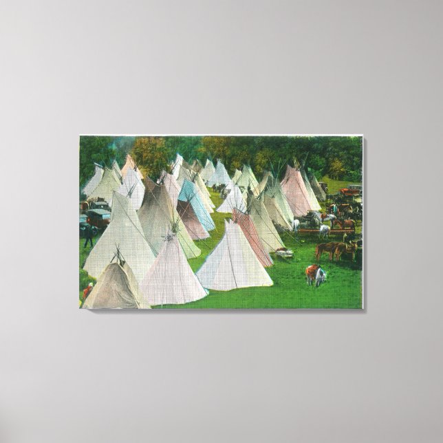 Toile Vue sur un village indien et Pendleton (Recto)