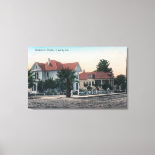 Toile Vue sur une rue de résidence, Enfant à vélo