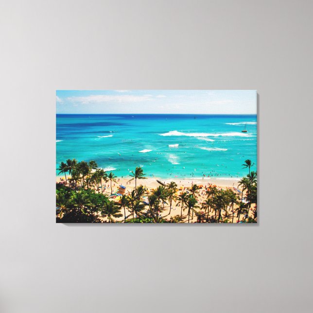 Toile Vue surélevée de la scène de Waikiki Beach, Honolu (Recto)