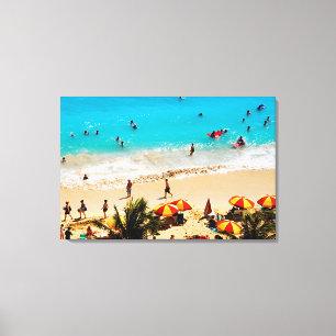 Toile Vue surélevée de la scène de Waikiki Beach, Honolu