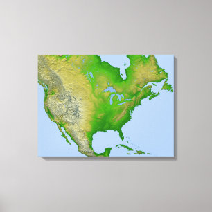 Toile Vue topographique de l'Amérique du Nord