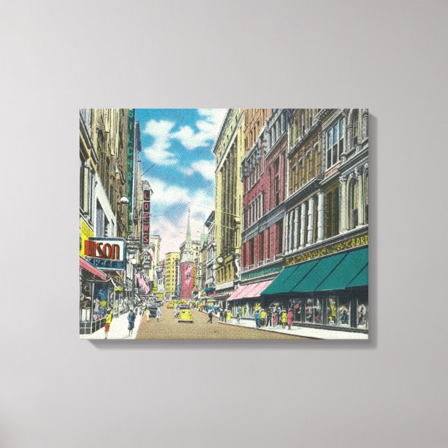 Toile WA Street Downtown Shopping District Scène (Recto)