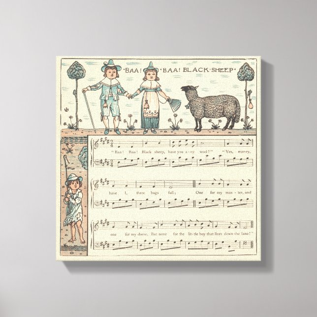 Toile Walter Crane Baa Baa Black Sheep Nursery Rhyme  (Recto)