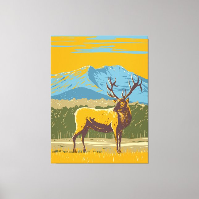Toile Wapiti dans le Parc national des Rocheuses (Recto)