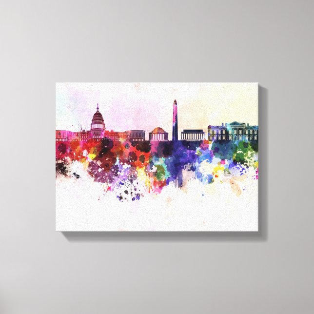 Toile Washington DC skyline in background watercolor (Recto)