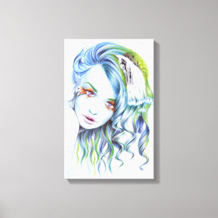 Toile Water Mermaid femme Surreal Imaginaire Portrait ar