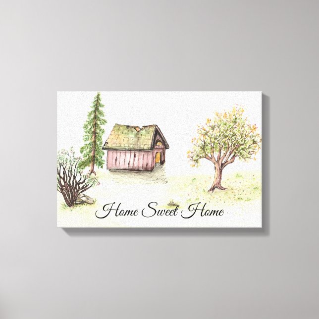 Toile Watercolor Country Barn "Home Sweet Home"   (Recto)