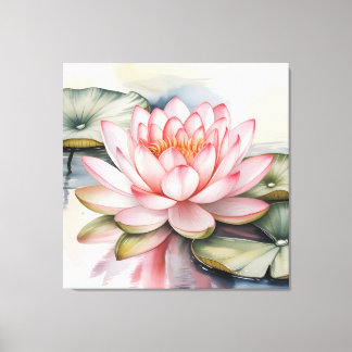 Toile Watercolor Lotus Flower stretched Canvas Print