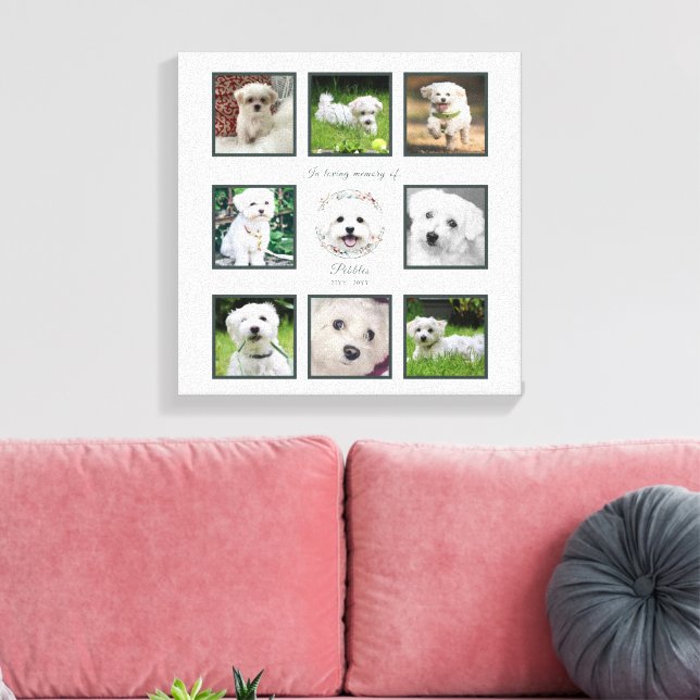 Toile Watercolor Maltese and Floral Wreath Memorial (Insitu(Salon))