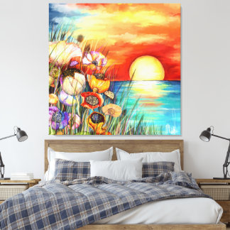 Toile Watercolor Nature Sunrise Canvas Print