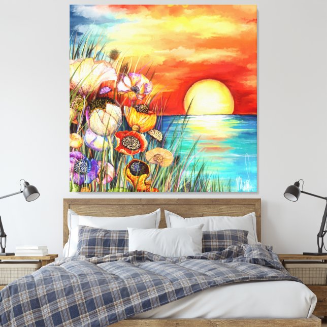 Toile Watercolor Nature Sunrise Canvas Print (Insitu(Chambre))