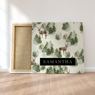 Toile Watercolor Winter Forest Motif sans joint