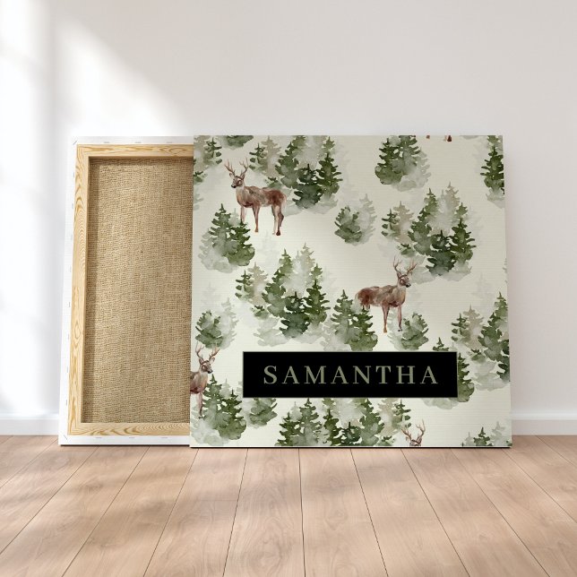 Toile Watercolor Winter Forest Motif sans joint (Créateur téléchargé)