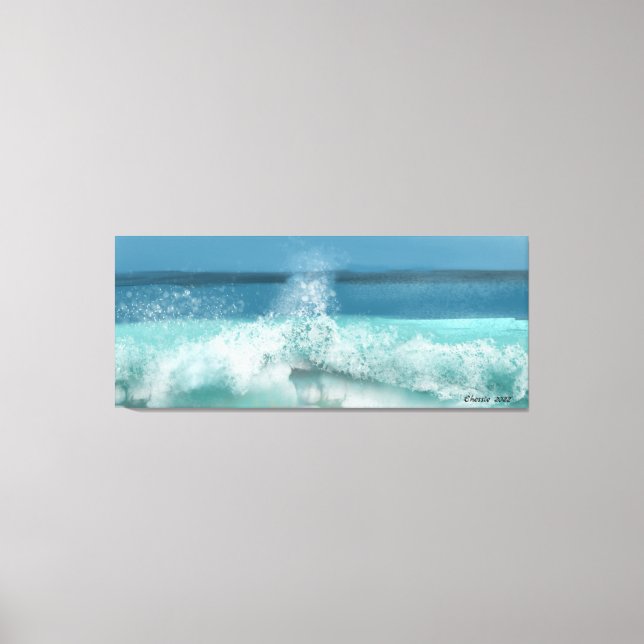 Toile Wave Ocean Scene Blue Sky Beach Decor (Recto)