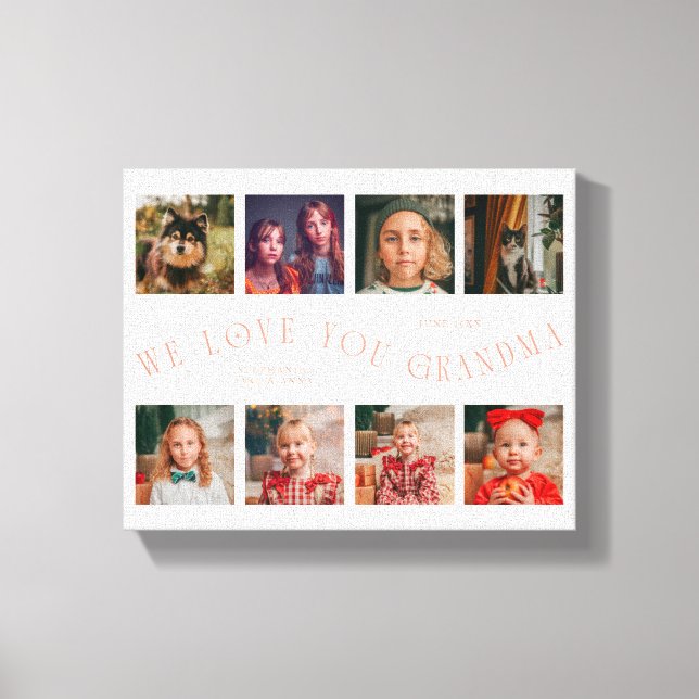 Toile We Love You Grandma | 8 Photo Grid Peach (Recto)
