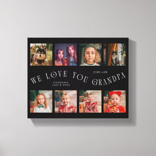Toile We Love You Grandpa | 8 Photo Grid Black (Recto)