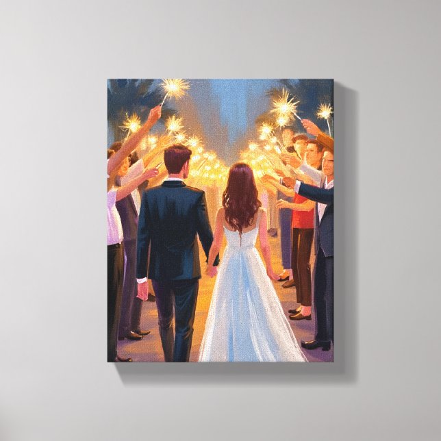 Toile Wedding Sparklers | Marriage Celebration Painted (Recto)