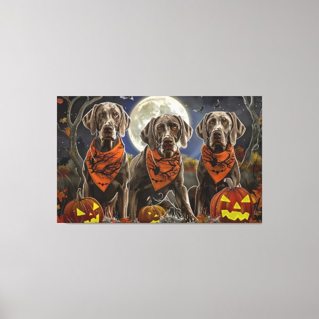 Toile Weimaraner Halloween Épouvantable  (Recto)